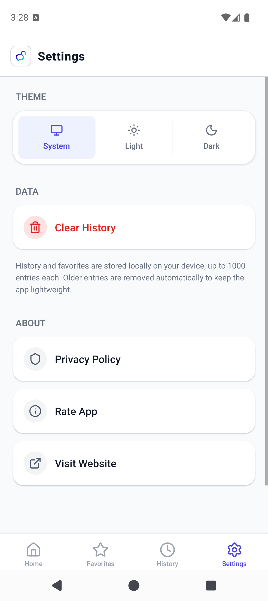 App Settings